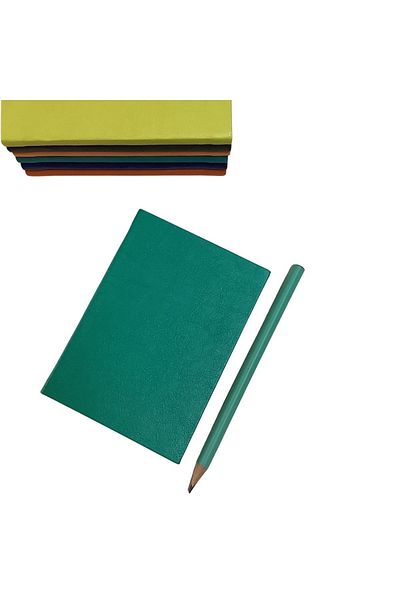blume Acar Thermo Leather Checkered Notebook with Flexible Cover 10.5*15 Cm 160 Pages Green