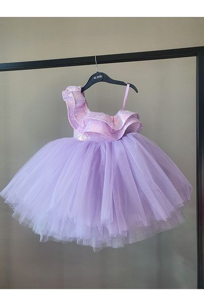 SCSTİL Lilac one-shoulder dress with sequins