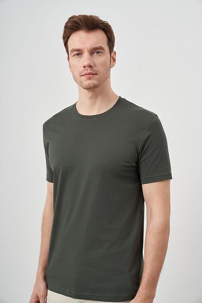 Morven Men's Khaki Basic Crew Neck Dynamic Fit T-Shirt