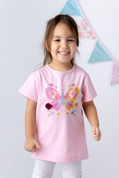 Zeyland Butterfly Printed 3d Flower Pattern Baby Girl T-shirt