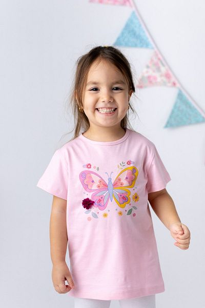 Zeyland Butterfly Printed 3d Flower Pattern Baby Girl T-shirt