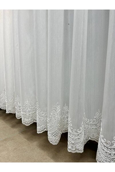 farnaz home طقم تنورة من الخيزران المطرز وستارة من التول