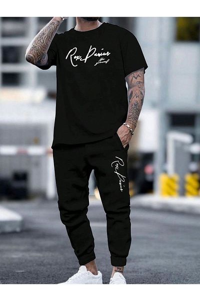 Rex Darius Cotton Combed Lycra Unisex T-Shirt and Sweatpants Set - Special Series