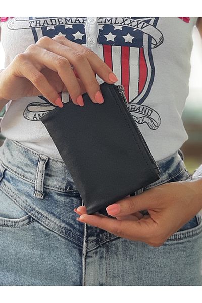 yedideri Soft Genuine Leather Black Zippered Wallet