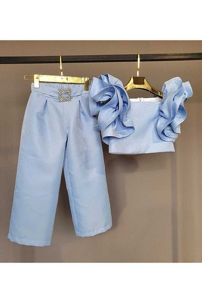 SCSTİL BLUZ PANT SET WITH RUFFLE SLEEVES