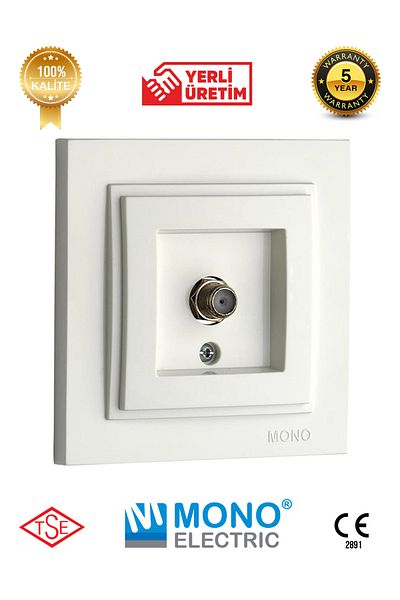 YTE Plug Socket F Connector - White Satellite, Mono Despina and Frame Included