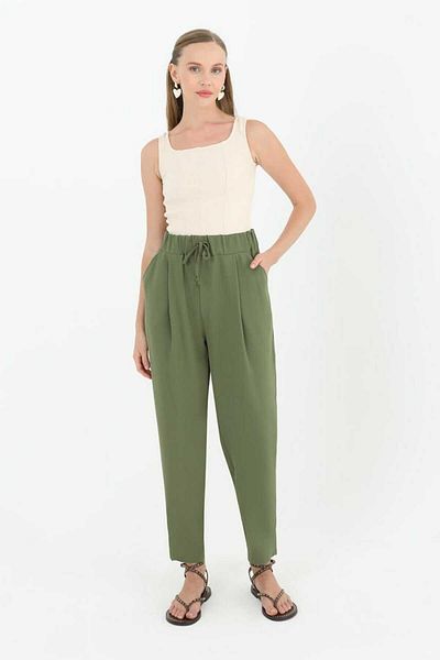 Puane Pantaloni Aerobin pentru femei - Pantaloni morcovi cu talie elastică, Puane 18102