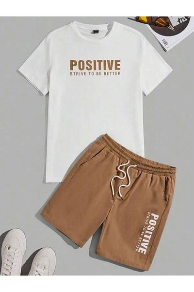 Rex Darius Unisex Positive Printed T-shirt and Shorts Set