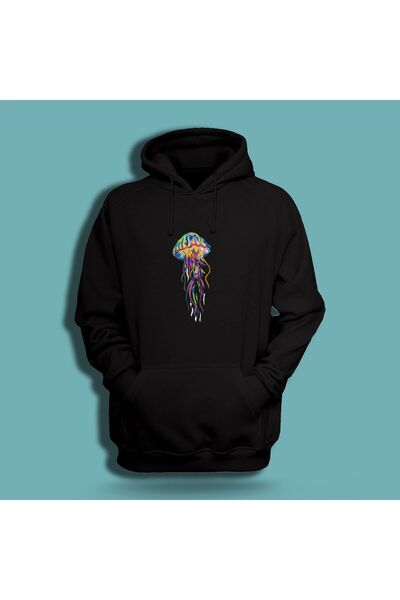 Unisex Kadın Erkek Renkli Deniz Mantarı 3 İpliik Şardonlu Nakışlı Sweatshirt