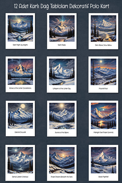 Runrux 12 بطاقة بولو مزخرفة - لوحات جبلية ثلجية للذكاء الاصطناعي، لوحة سلكية ...