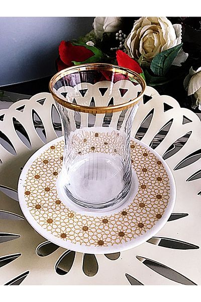 DECOSTYLE Paşabahçe Star 12 Piece Tea and Cup Set with Saddlebag