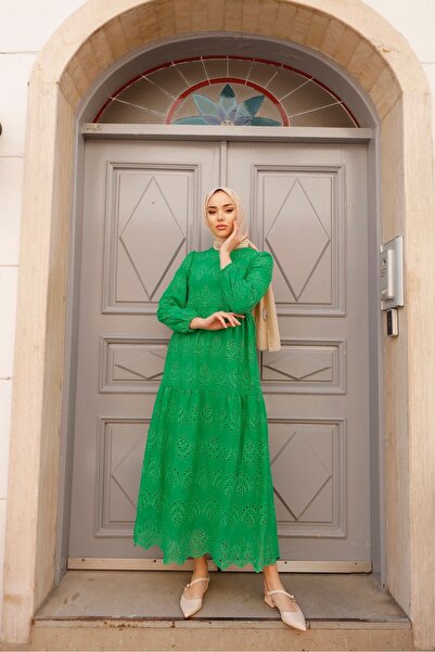 hilla line Rochie festonată cu căptușeală lungă
