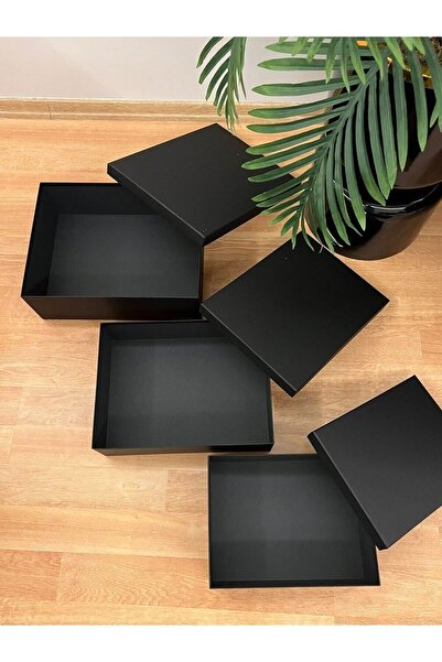 PAZARAKOŞ Siyah Hediye Kutusu Damat Gelin Çeyiz Bohça Kutusu Dekoratif Kutu S...