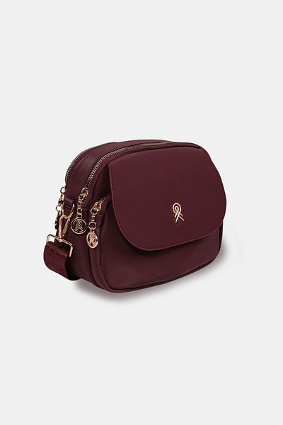Les Crioch Geantă de umăr de zi cu zi pentru femei Chery Burgundy, cu 3 compartimente, din satin Buzzy, hidrofugă, cu curea de umăr reglabilă