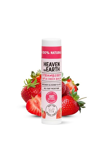 Heaven on Earth Strawberry Lip Cheek Balm - 100% Natural Organic, Colorful Strawberry Moisturizing Nourishing