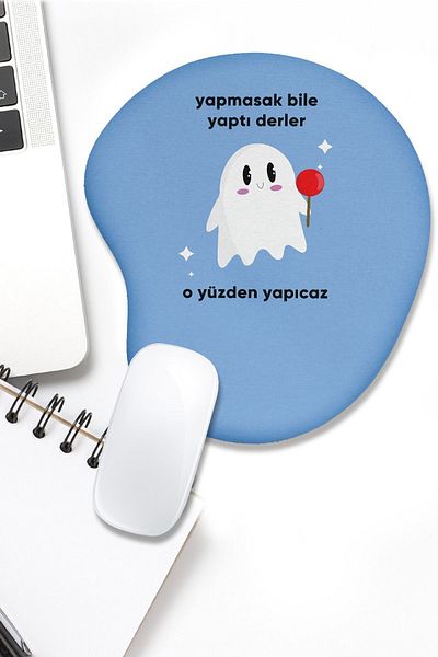 fafaatölye Printed Mouse Pad with Wrist Support Derler