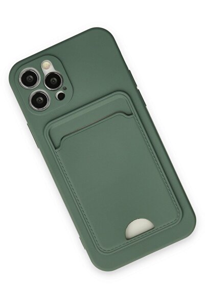cepmoda iPhonE "12 & 12 PRO" Kartlıklı İnce Esnek Telefon Kılıfı "KOYU YEŞİL"...