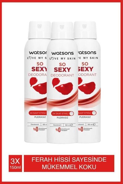 So Sexy Deodorant Deodorant Sprey Pudrasız 3x150ml