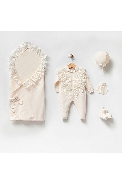 limebabies Nipperland Baby Girl Knitwear Hospital Discharge Set - Organic Cotton, Cream, 100% Cotton