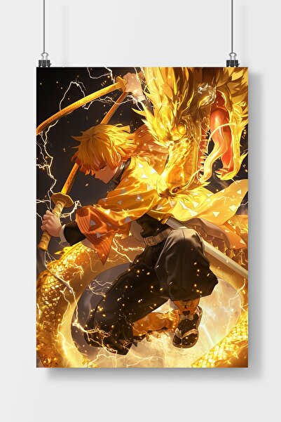 Luna Marissa Demon Slayer Zenitsu Anime Poster Çerçevesiz Duvar Posteri