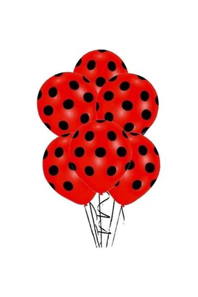 turkuaz parti 10'Li KIRMIZI-SİYAH PUANTİYELİ  BALON