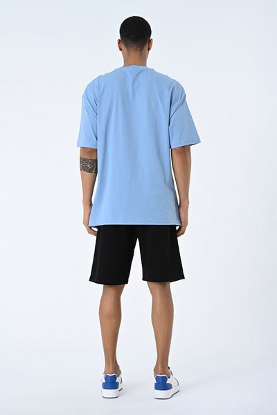 AMAZING CRASH Tricou unisex oversize cu imprimeu cu decolteu albastru