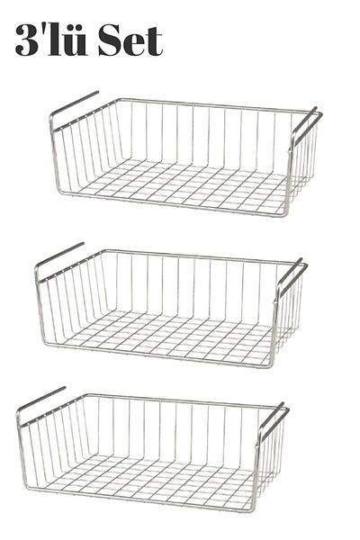 KARTEYA 3 τεμαχίων Εσωτερικό ντουλάπι Kangaroo Rack Steel Basket Hanger Rack Organizer Καλάθι κάτω από το ράφι Καλάθι 1ης ποιότητας