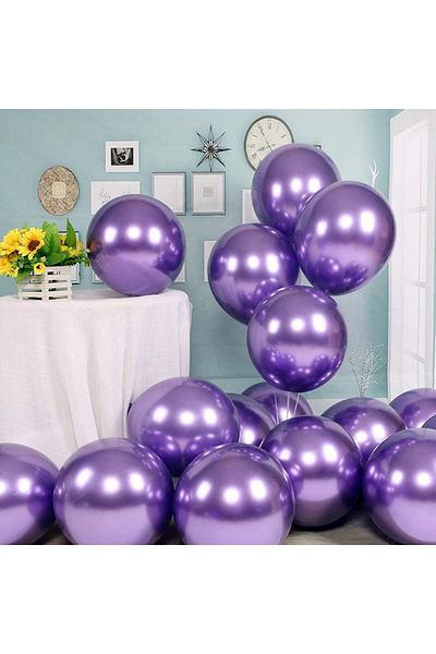 turkuaz parti Pack of 10 Metallic Purple Balloons