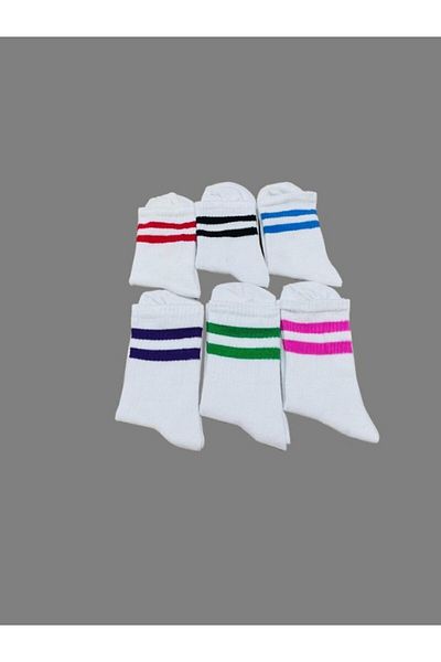 MY MENORA SOCKS Unisex College Socks - Colorful Striped, 6 Pairs