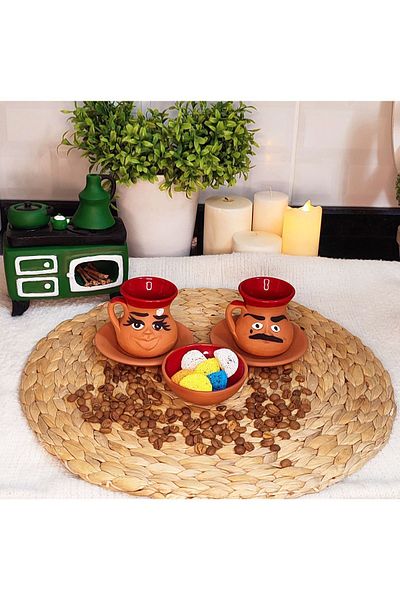 HerşeyTopraktan Handmade Emoji Expression Coffee Cup Set from Soil