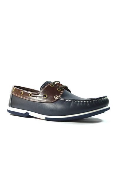 Riverland Y-03 Pantofi casual pentru bărbați din piele naturală, albastru bleumarin, maro
