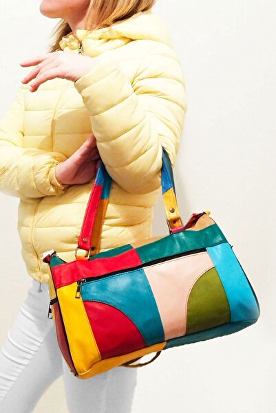 Lederax Geantă de mână și de umăr pentru femei cu cinci compartimente din pie...