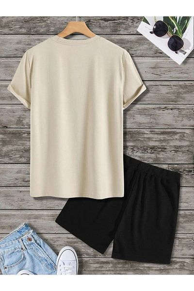 Rex Darius Unisex Oversize Panda Printed Black Crew Neck T-shirt Shorts