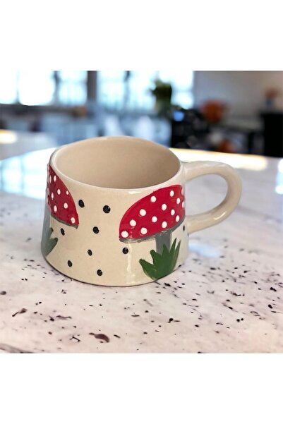 Merin MANTAR DESENLİ SERAMİK MUG KUPA