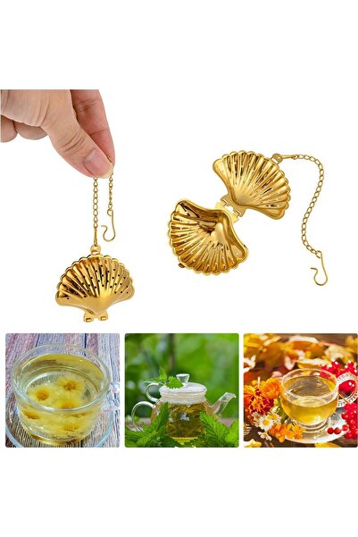 LOVYCO Gold Midye Çay Filtresi Paslanmaz Bitkisel Baharat Çay Filtresi