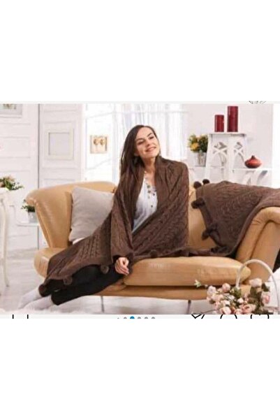 baladı home ev tekstil home collection بطانية تريكو تي في-ديز مع بوم بوم مقاس...