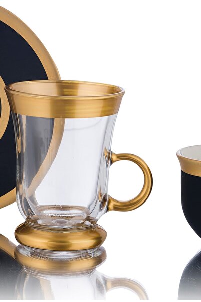 DECOSTYLE 18 PIECES GLASS CUP PORCELAIN PLATE AND PORCELAIN MIRRALI TEA SET