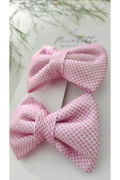 Miccolatte Girl's Buckle Pink Shiny Bow Clip Buckle Set of 2