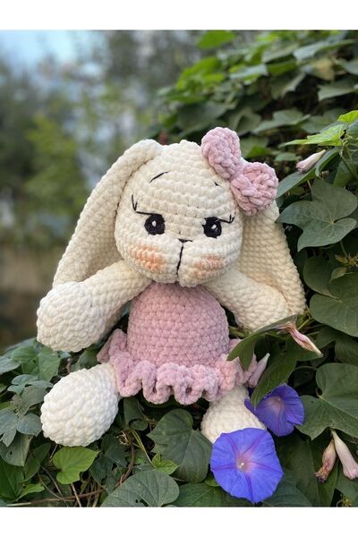 Homesinti 30cm Amigurumi Balerin tavşan (işlemeli göz)
