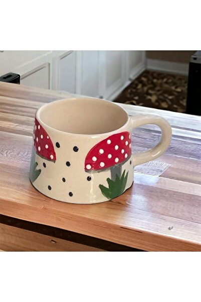 Merin MANTAR DESENLİ SERAMİK MUG KUPA