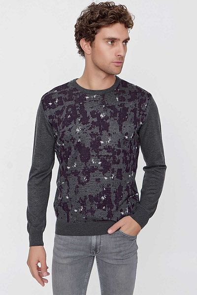 Morven Ανδρικά πλεκτά Anthracite Trend Crew Neck Dynamic Fit Comfortable Cut