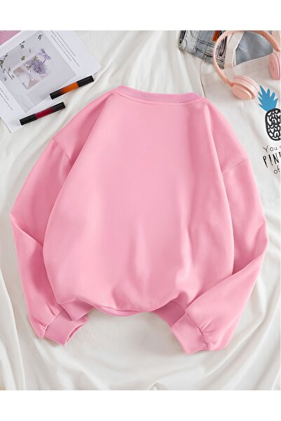 Jooy Company Φούτερ με στάμπα Heart Pink Crew Neck Oversize