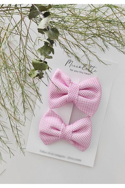 Miccolatte Girl's Buckle Pink Shiny Bow Clip Buckle Set of 2