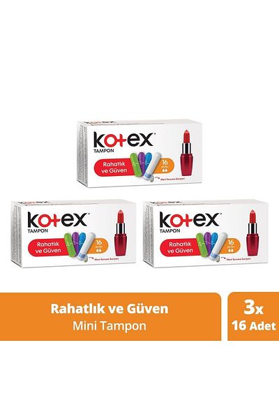 Kotex 16-Piece Mini Bumper - Pack of 3