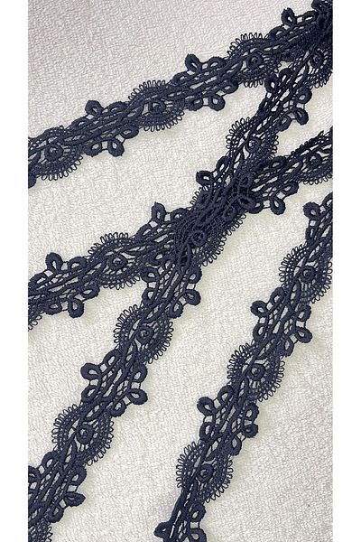 Ozpas Dark Blue Decorative Guipure Intermediate Strip - 3.5 Cm X 5 Mt