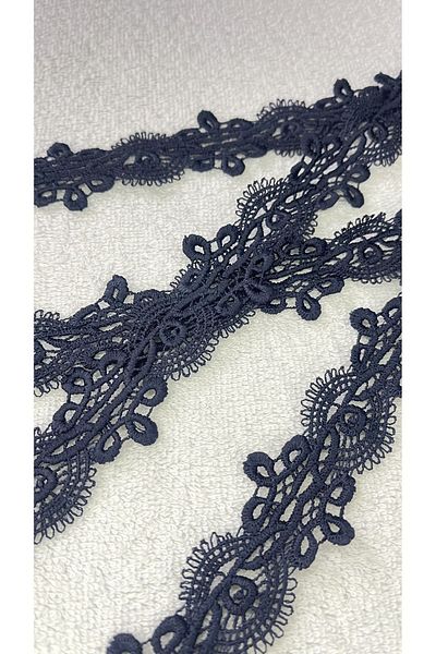 Ozpas Dark Blue Decorative Guipure Intermediate Strip - 3.5 Cm X 5 Mt