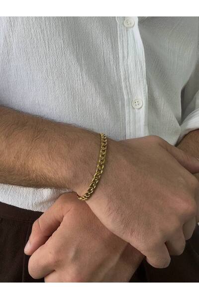 Arvens Gold Men's Chain Bracelet Women's Stainless Steel Unisex Non-Tarnish C...