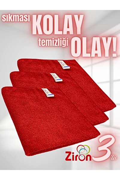 Ziron Mikrofiber Temizlik Bezi Kırmızı Mutfak Banyo Çok Amaçlı Temizlik Bezi ...