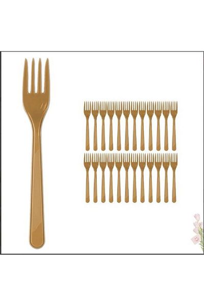 turkuaz parti Party Dreams Plastic Fork Gold 25Pcs