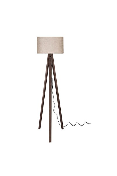 MODA35 Yuvarlak Başlıklı Ahşap Lambader Bej Kahve LY686